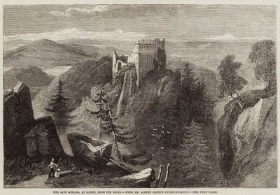 Het Alte Schloss, in Baden, vanaf de rotsen door Richard Principal Leitch
